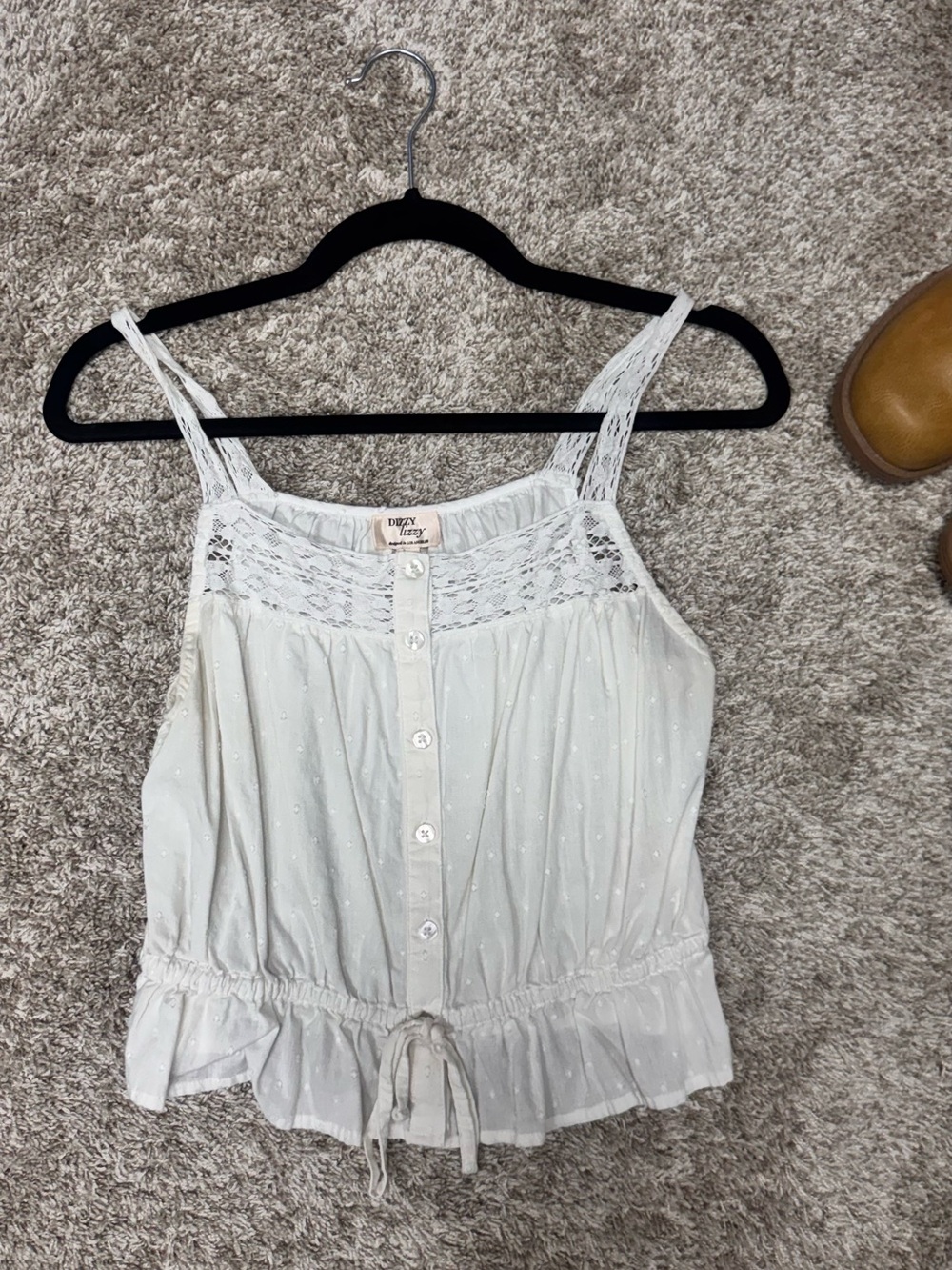 Dizzy Lizzy Cream Lace-Trim Chemise